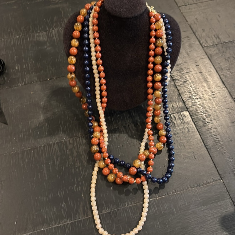 Long Statement Layered Bead Multicolor Beaded Nec… - image 4